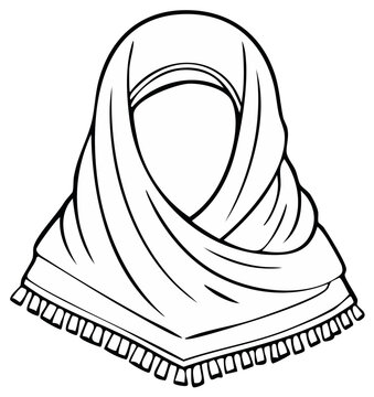 Outline illustration of a woman wearing a traditional head covering