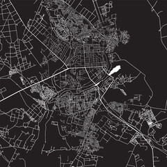 Fototapeta premium Ndola Zambia Vector Map, Detailed City Street Map Black and White Minimalist Line Art