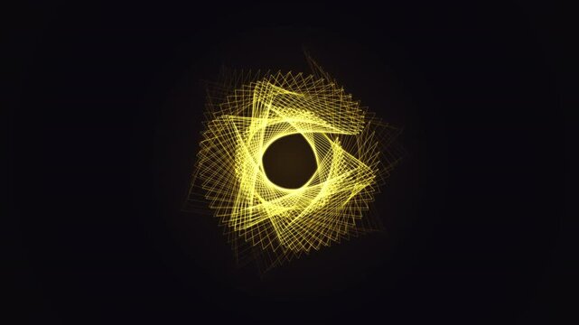 Abstract 4K UHD loop featuring a glowing gold enneagram sacred-geometry pattern breathing in radial symmetry in rich volumetric light. Ideal for mindfulness, relaxation. 4K UHD.