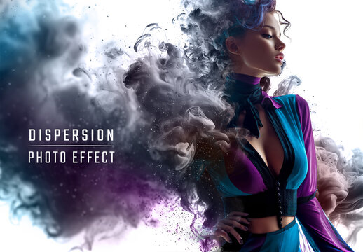 Evaporation Dispersion Photo Effect With Smoke and Particules Mockup