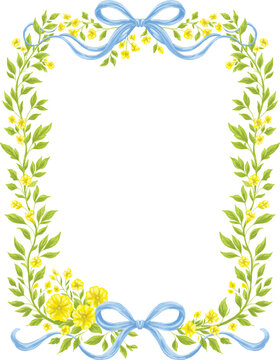 Wildflower Botanical Border Frame Hand Drawn Floral Illustration