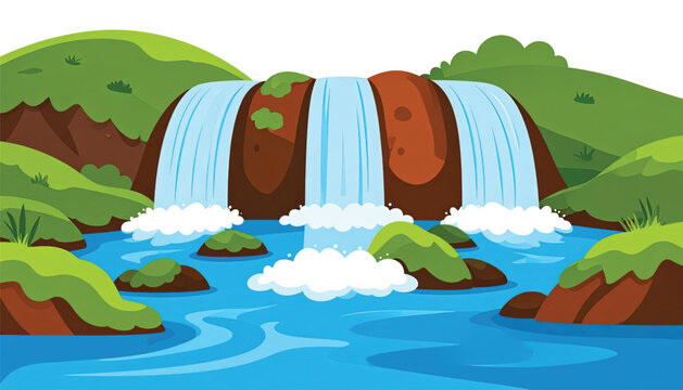 Water Flowing Down a Rocky Falls.