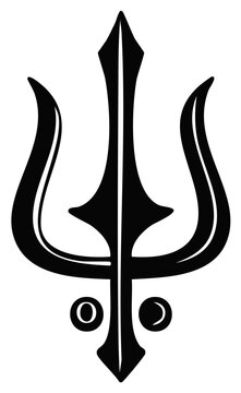 Stylized Trident Silhouette: Ancient Mythological Weapon Symbol, Bold Graphic Illustration, Three Pronged Spear, Spiritual Power
