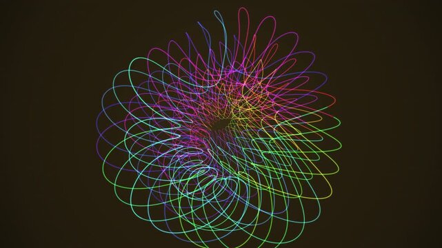 A mesmerizing seamless 4K loop of a glowing gold braided torus morphing through an abstract topology field with an elegant inner glow. Ideal for technology background, projection mapping. 4K UHD.