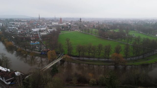 Aerial View of The Dingle Garden and The Quarry Park with St Chad's Church, Shrewsbury