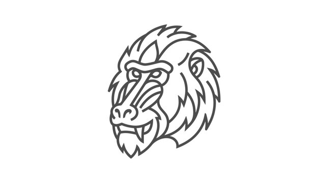 Front view baboon face line art graphic.