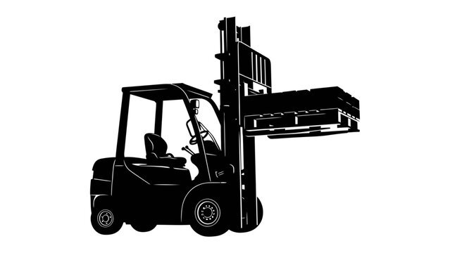 Forklift Lifting Pallet: A black silhouette of a forklift truck is captured in action, lifting a pallet loaded with goods.