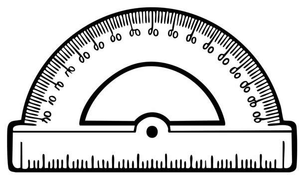 Clear plastic protractor with angle markings and ruler edge for geometry and measurement