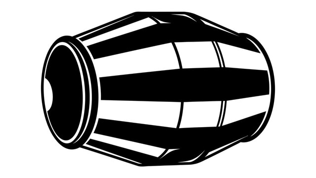 Dholak Drum Illustration: A traditional Dholak drum, a popular folk percussion instrument, depicted with bold black and white stripes, symbolizing rhythm and cultural heritage.