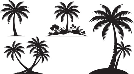 Fototapeta premium Collection of various palm tree silhouettes
