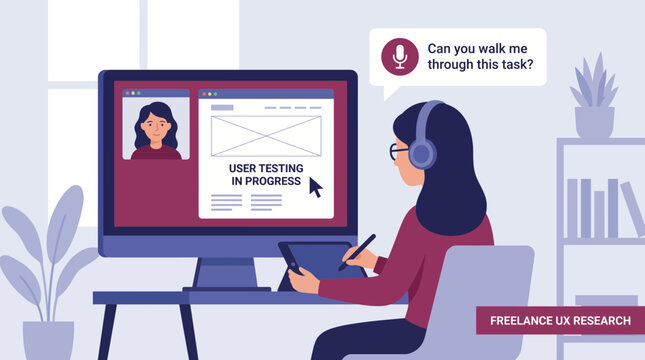 Freelance UX Researcher Conducting Remote User Testing via Screen Share