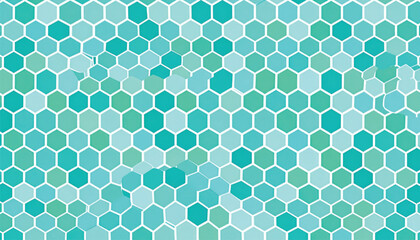Obraz premium Teal Hexagonal Mosaic Pattern Background.