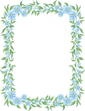 Flower Wreath Watercolor Border Frame Floral Illustration