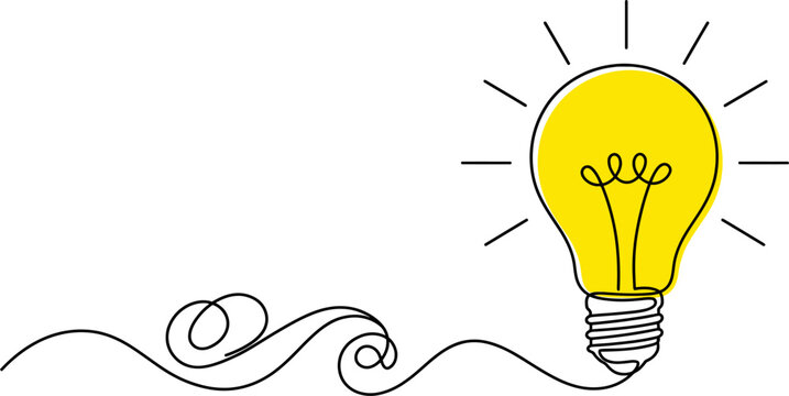 Light Bulb continuous one line drawing. Single line vector illustration with editable stroke. Idea concept