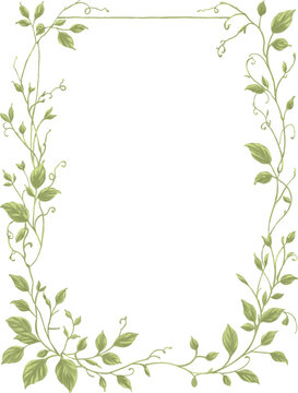Vintage Botanical Border Frame Painting Illustration