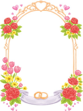 Wedding Border And Frame Elegant Floral Decorative Invitation Illustration