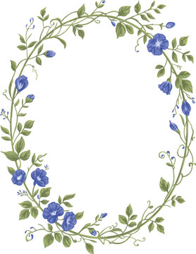 Morning glory flower pattern border and frame illustration	