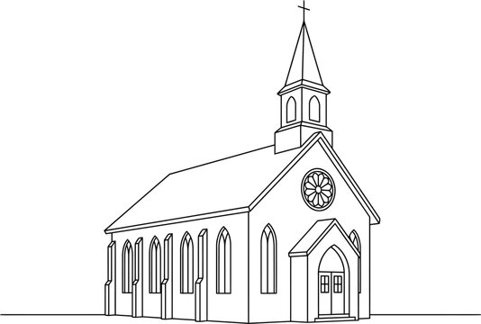 Line drawing of a church