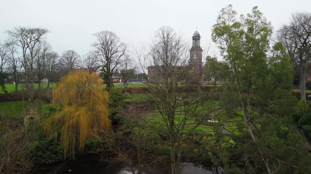 Aerial View of The Dingle Garden and The Quarry Park with St Chad's Church, Shrewsbury