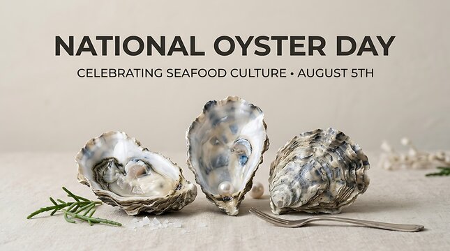 Freshly shucked oysters with pearls on a table celebrating national oyster day event