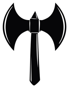 Medieval double bladed battle axe silhouette graphic icon of an ancient warrior weapon