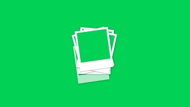 Polaroid Photo Frames Stacking Animation Green Screen Background