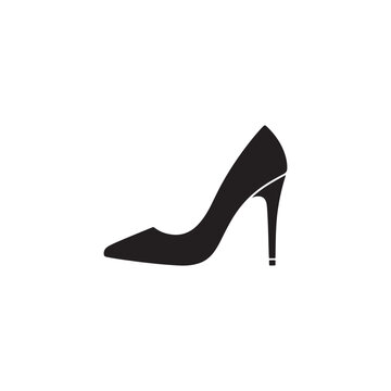 High heel shoe black vector silhouette icon isolated on white background