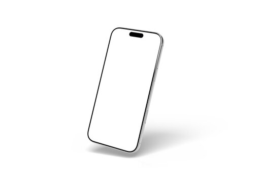 3d rendering modern smartphone mockup floating on white background silver color