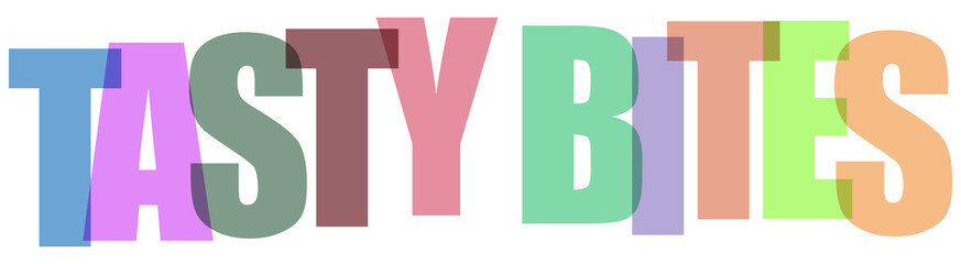 Colorful overlay text saying tasty bites isolated on a transparent background © MST