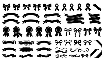 Obraz premium Black Bows and Ribbon Banners Vector Collection