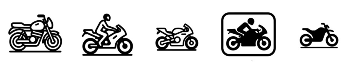 Motorcycle line icon set. Motorbike vector symbols, classic and sport motorcycle icons isolated on white background. © Sromben