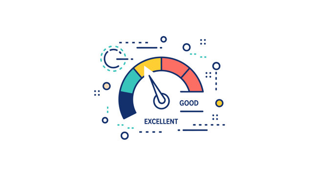 Digital speedometer icon indicating good to excellent performance or quality score.