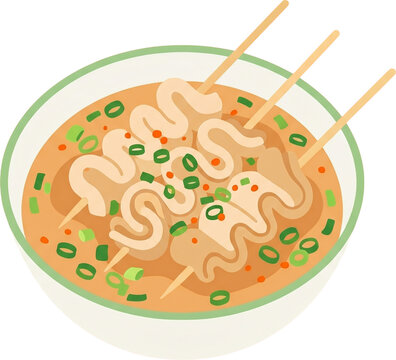 korean fish cake soup eomuk bowl illustration