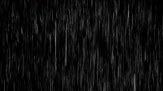 Heavy realistic rain overlay with natural falling water on a black background