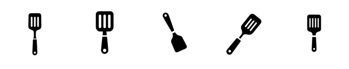 Spatula silhouette vector icon set. Kitchen utensils and cooking equipment collection isolated on white background. © Sromben