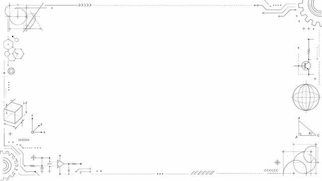 Minimal Science Technology Border Frame White Background Engineering Blueprint Design Template