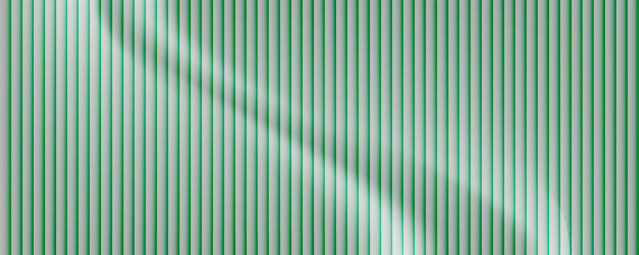 Green Vertical Striped Pattern With Diagonal Shadow &mdash; Minimal Abstract Lines and Textured Blinds Background