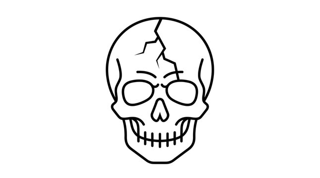 Minimalist cracked human skull outline
