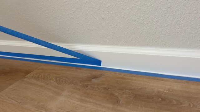 Painter Tape Pulled into Corner Trim