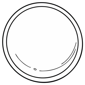 Simple Outline Drawing of a Circular Plate with Subtle Curve and Speck Detail
