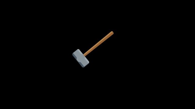 Construction hammer icon animation isolated on an alpha channel background