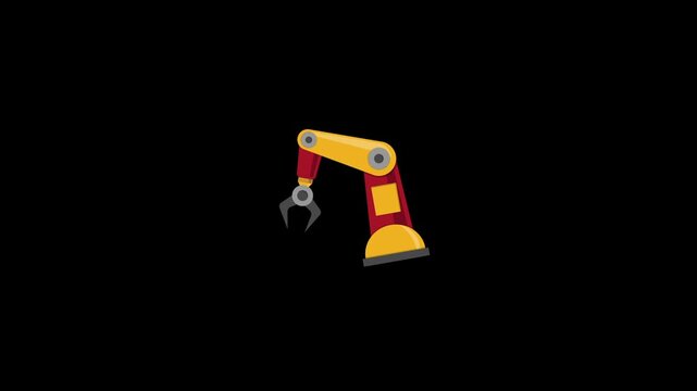 Industrial robot working icon animation isolated on black background