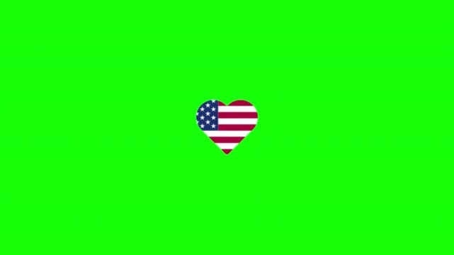 Green screen chroma key abstract heart shape us flag motion animation video in 4k with usa flag style heart. Usa freedom flag frame motion graphics to use for 4th july independence day project. 