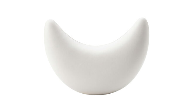Smooth white crescent moon shaped squishy toy on transparent background