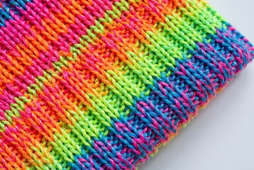 Obraz premium Top-Down Macro of Neon Pop-Art Style Synthetic Knitted Rows