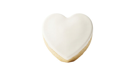 Fototapeta premium Heart shaped sugar cookie with white icing on transparent background