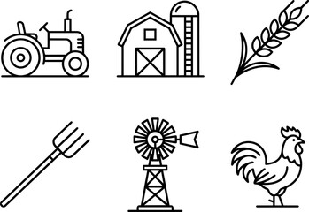 Fototapeta premium Farming Agriculture Icons. Vector