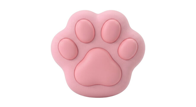 Smooth pink animal paw shaped squishy toy on transparent background