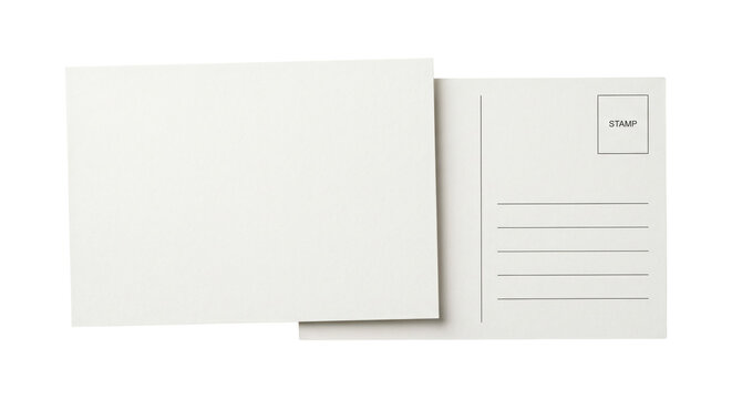 Blank white paper postcard mockup on transparent background