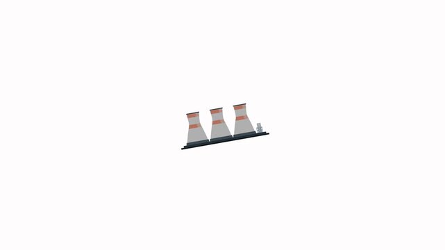 Nuclear power plant icon animation isolated on white background